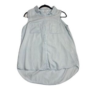 Workshop Republic Women’s Top Size Medium Button Up Sleeveless Blue Relaxed fit